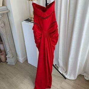 Red Strapless Gown